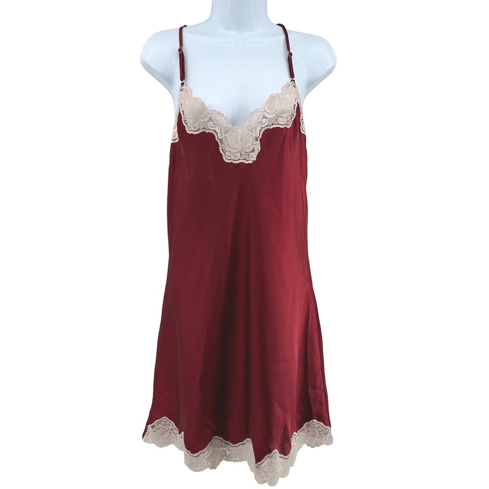 Vtg Cinema Etoile Slip Dress Chemise L Coquette Feminine Satin Lace Lingerie